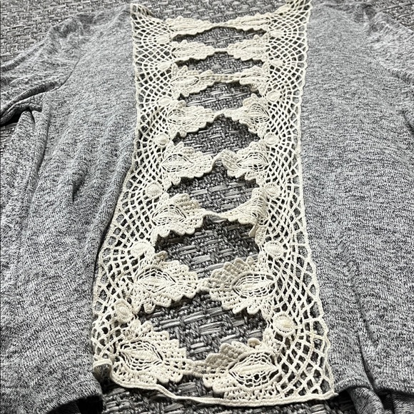 Bluenotes | Salt & Pepper Waterfall Cardigan With Open Crochet Back Detailing - Picture 7 of 8